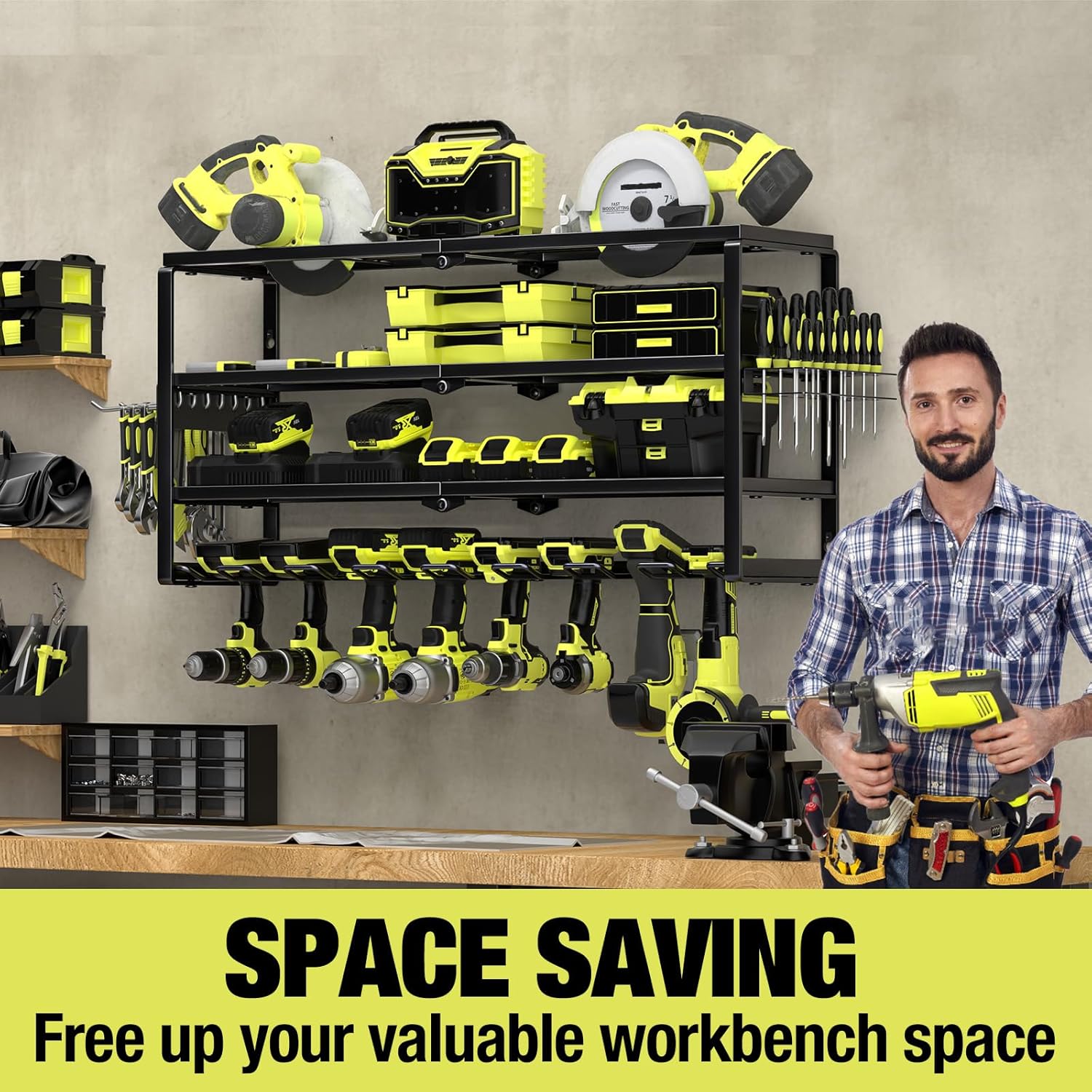 4단 벽걸이형 전동공구 정리대(충전 스테이션 포함),  - Power Tools Storage 리뷰 및 가격